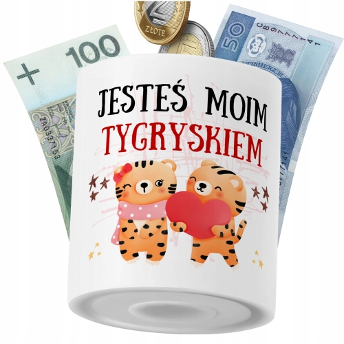 Skarbonka Tygryski na Prezent z Nadrukiem ze Zdjęciem PoliDraw