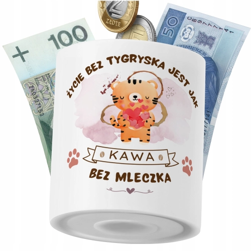 Skarbonka Tygryski na Prezent z Nadrukiem ze Zdjęciem PoliDraw
