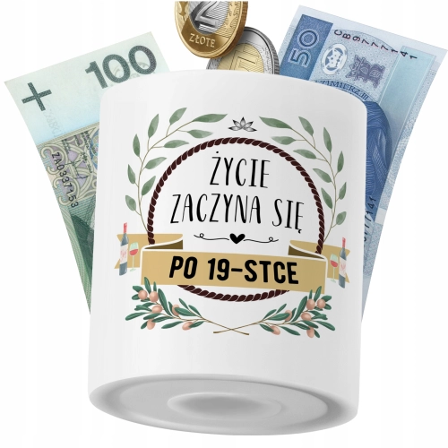 Skarbonka Urodziny19 na Prezent z Nadrukiem ze Zdjęciem PoliDraw