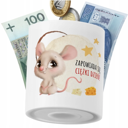Skarbonka Myszki na Prezent z Nadrukiem ze Zdjęciem PoliDraw
