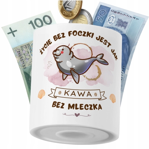 Skarbonka Foczki na Prezent z Nadrukiem ze Zdjęciem PoliDraw