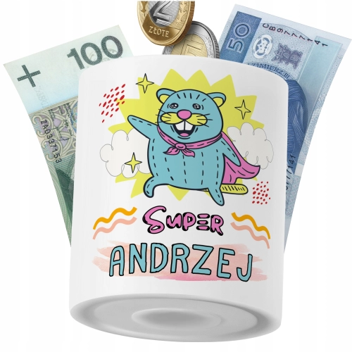 Skarbonka Dla Andrzeja Syna Dziecka z Nadrukiem ze Zdjęciem