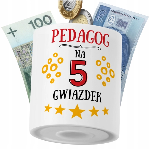 Skarbonka Dla Pedagoga na Prezent z Nadrukiem ze Zdjęciem PoliDraw