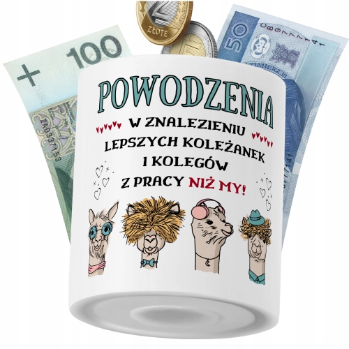 Skarbonka Pożegnanie z Pracy na Prezent z Nadrukiem ze Zdjęciem PoliDraw