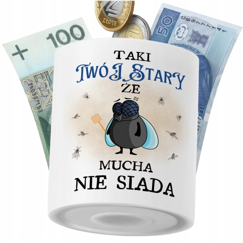 Skarbonka Twój Stary na Prezent z Nadrukiem ze Zdjęciem PoliDraw