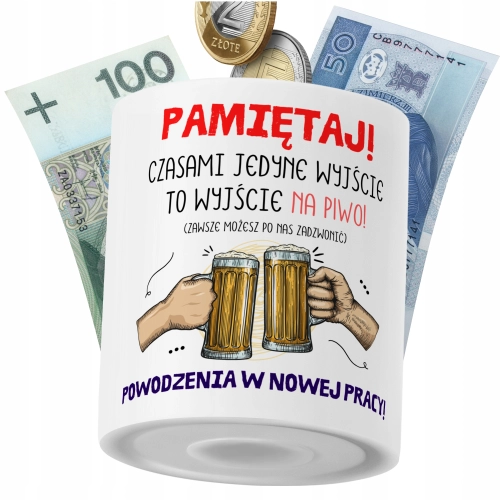Skarbonka Pożegnanie z Pracy na Prezent z Nadrukiem ze Zdjęciem PoliDraw