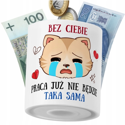 Skarbonka Pożegnanie z Pracy na Prezent z Nadrukiem ze Zdjęciem PoliDraw