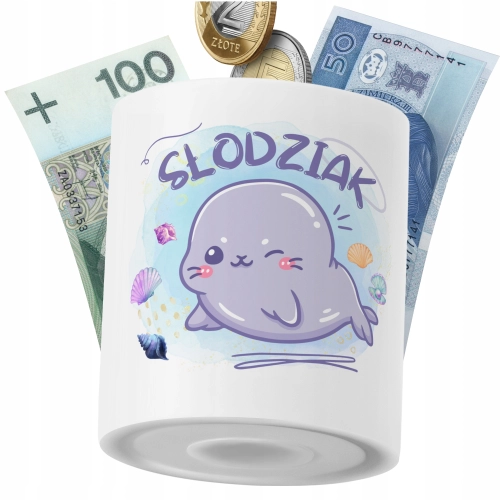 Skarbonka Foczki na Prezent z Nadrukiem ze Zdjęciem PoliDraw