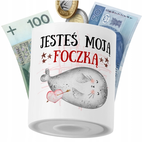 Skarbonka Foczki na Prezent z Nadrukiem ze Zdjęciem PoliDraw