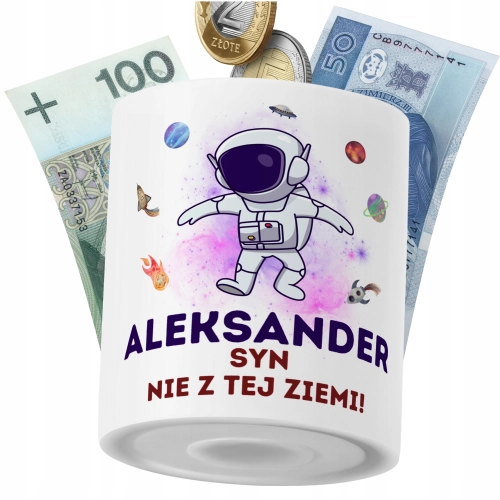 Skarbonka Dla Aleksandra Syna Dziecka z Nadrukiem ze Zdjęciem