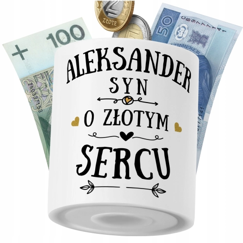 Skarbonka Dla Aleksandra Syna Dziecka z Nadrukiem ze Zdjęciem