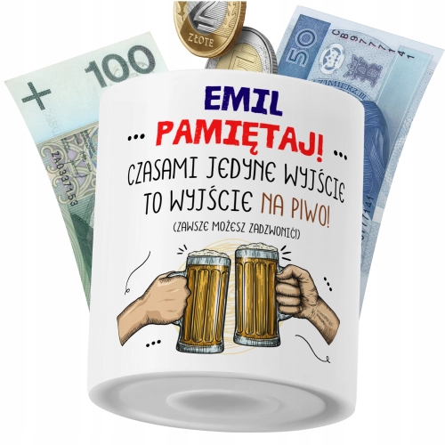 Skarbonka Dle Emila na Prezent z Nadrukiem ze Zdjęciem PoliDraw
