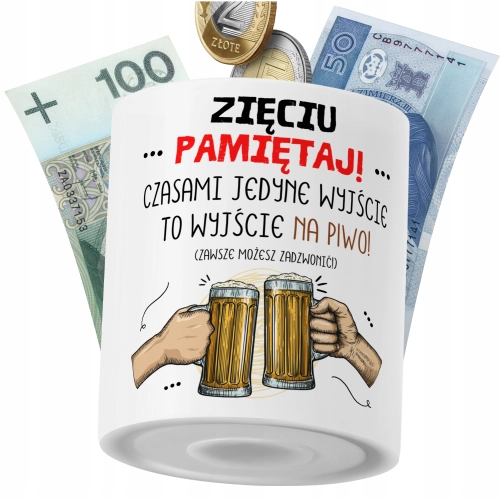 Skarbonka Dla Zięcia na Prezent z Nadrukiem ze Zdjęciem PoliDraw