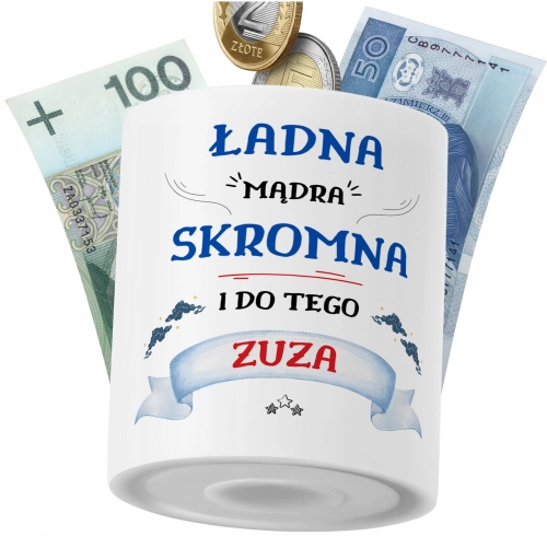 Skarbonka Dla Zuzy na Prezent z Nadrukiem ze Zdjęciem PoliDraw