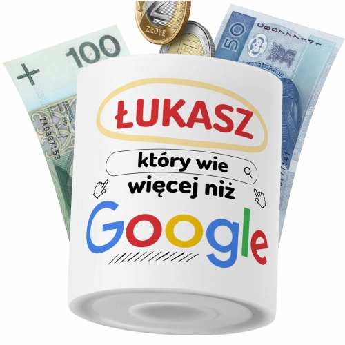 Skarbonka Dla Łukasza Syna Dziecka z Nadrukiem ze Zdjęciem