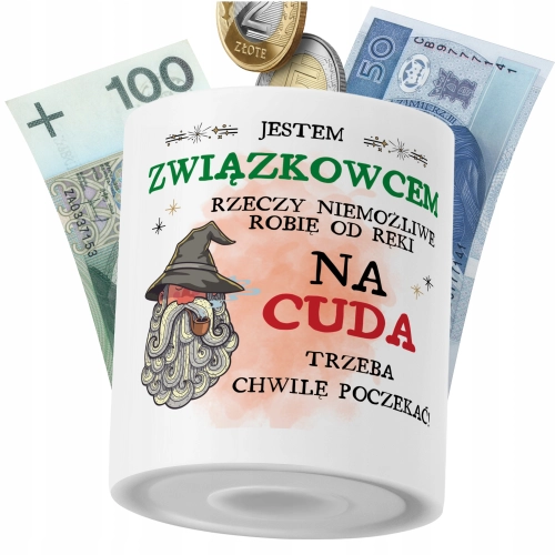 Skarbonka Dla Związkowca na Prezent z Nadrukiem ze Zdjęciem PoliDraw