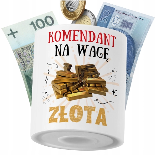 Skarbonka Dla Komendanta na Prezent z Nadrukiem ze Zdjęciem PoliDraw