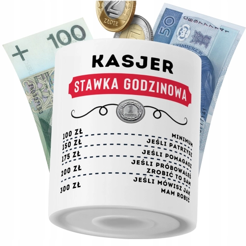 Skarbonka Dla Kasjera na Prezent z Nadrukiem ze Zdjęciem PoliDraw