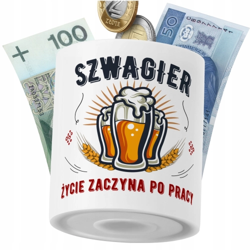 Skarbonka Dla Szwagra na Prezent z Nadrukiem ze Zdjęciem PoliDraw