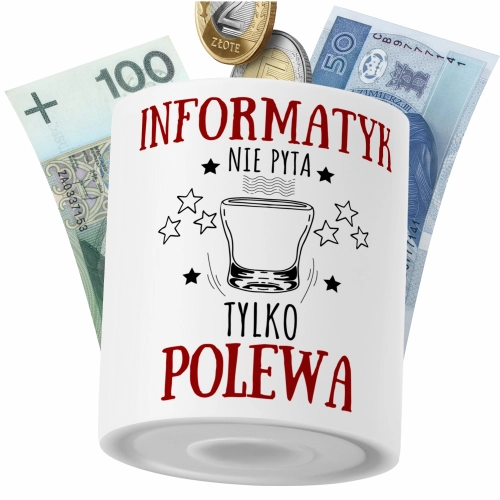 Skarbonka Dla Informatyka na Prezent z Nadrukiem ze Zdjęciem PoliDraw