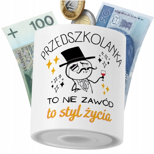 Skarbonka Dla Przedszkolanki na Prezent z Nadrukiem ze Zdjęciem PoliDraw