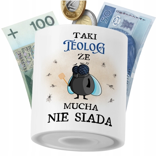 Skarbonka Dla Teologa na Prezent z Nadrukiem ze Zdjęciem PoliDraw
