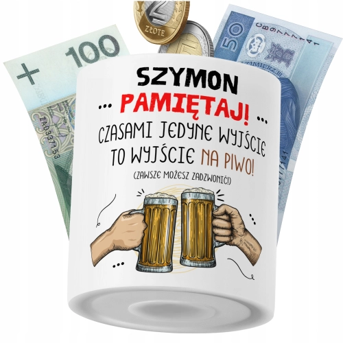 Skarbonka Dla Szymona na Prezent z Nadrukiem ze Zdjęciem PoliDraw