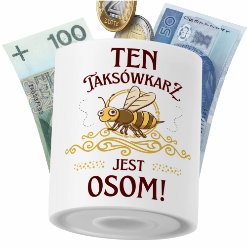 Skarbonka Dla Taksówkarza na Prezent z Nadrukiem ze Zdjęciem PoliDraw