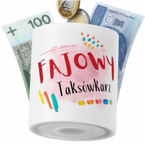 Skarbonka Dla Taksówkarza na Prezent z Nadrukiem ze Zdjęciem PoliDraw