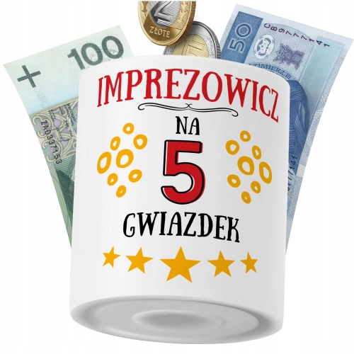 Skarbonka Dla Imprezowicza na Prezent z Nadrukiem ze Zdjęciem PoliDraw