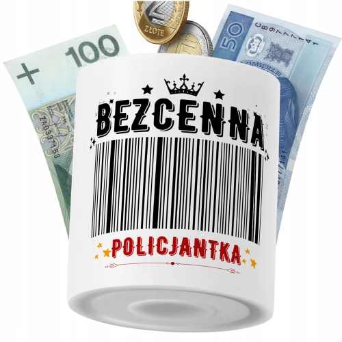 Skarbonka Dla Policjantki na Prezent z Nadrukiem ze Zdjęciem PoliDraw