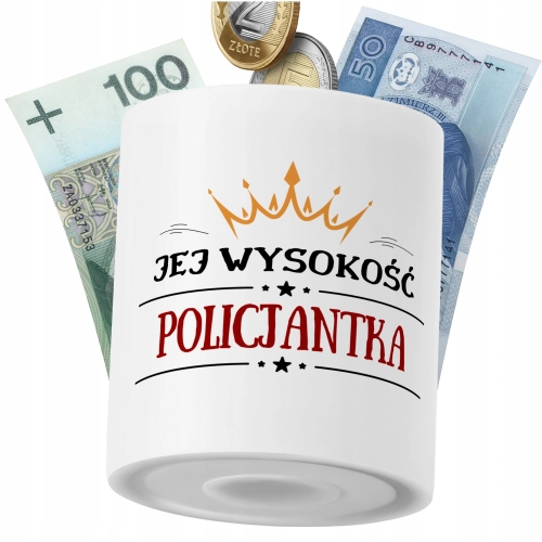 Skarbonka Dla Policjantki na Prezent z Nadrukiem ze Zdjęciem PoliDraw
