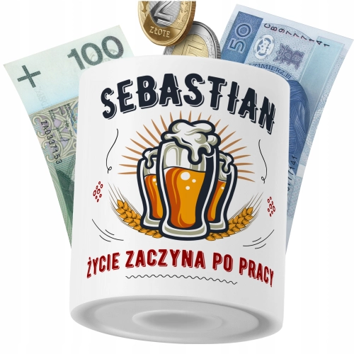 Skarbonka Dla Sebastiana na Prezent z Nadrukiem ze Zdjęciem PoliDraw