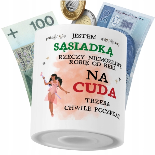 Skarbonka Dla Sąsiadki na Prezent z Nadrukiem ze Zdjęciem PoliDraw