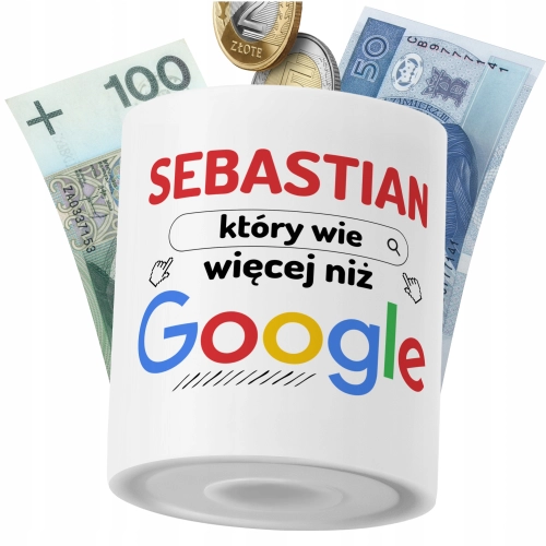 Skarbonka Dla Sebastiana na Prezent z Nadrukiem ze Zdjęciem PoliDraw