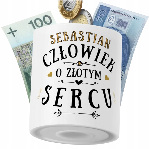 Skarbonka Dla Sebastiana na Prezent z Nadrukiem ze Zdjęciem PoliDraw