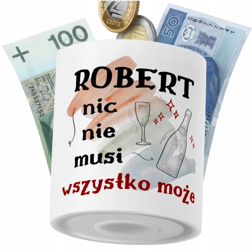 Skarbonka Dla Roberta na Prezent z Nadrukiem ze Zdjęciem PoliDraw