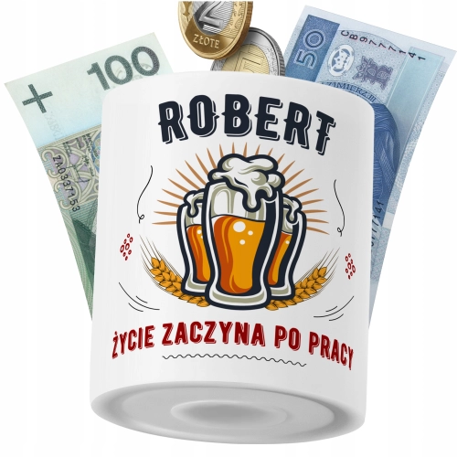 Skarbonka Dla Roberta na Prezent z Nadrukiem ze Zdjęciem PoliDraw