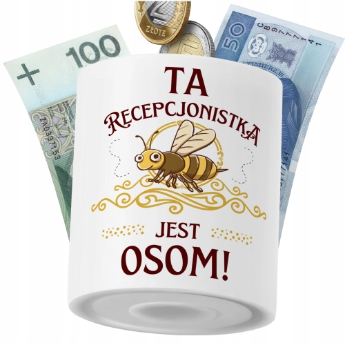 Skarbonka Dla Recepcionistki na Prezent z Nadrukiem ze Zdjęciem PoliDraw