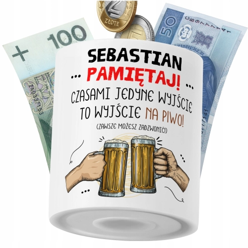 Skarbonka Dla Sebastiana na Prezent z Nadrukiem ze Zdjęciem PoliDraw