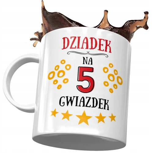 Kubek dla Dziadka na Dzień Dziadka na Prezent - Dziadek na 5 gwiazdek z Nadrukiem ze Zdjęciem