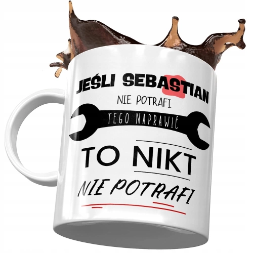 Kubek dla Sebastiana Seby Męża Kolegi na Prezent z Nadrukiem ze Zdjęciem