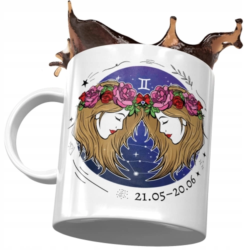 Kubek Bliźnięta Znaki Zodiaku Horoskop Astrologia z Nadrukiem ze Zdjęciem
