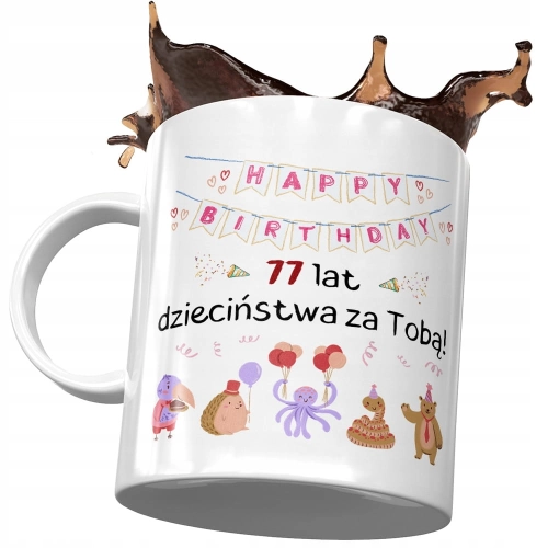 Kubek na Urodziny 77 77me 77-me Idealny Prezent z Nadrukiem ze Zdjęciem