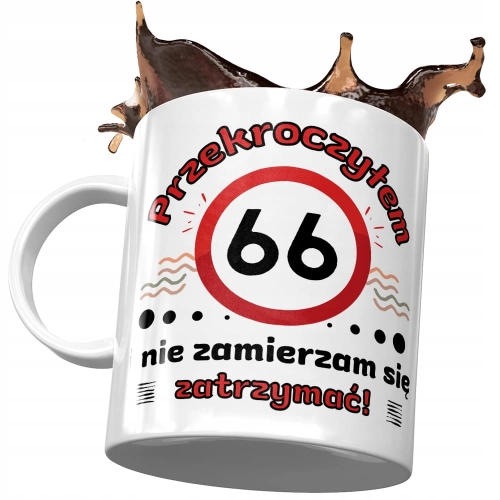 Kubek na Urodziny 66 66te 66-te Idealny Prezent z Nadrukiem ze Zdjęciem