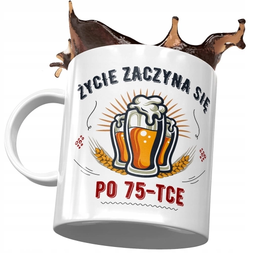 Kubek na Urodziny 75 75te 75-te Idealny Prezent z Nadrukiem ze Zdjęciem