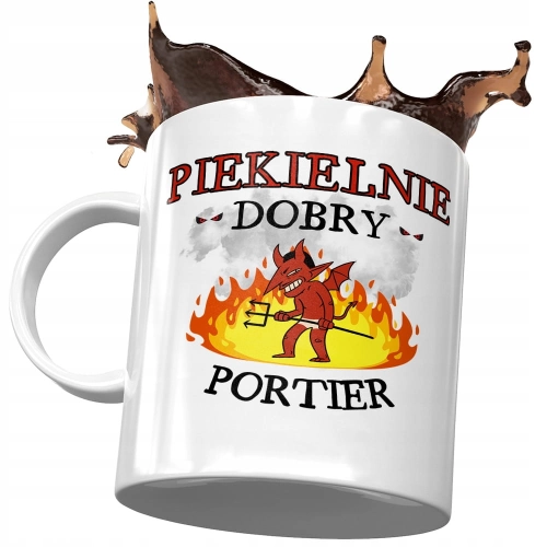 Kubek Dla Portiera Piekielnie Dobry Portier z Nadrukiem ze Zdjęciem