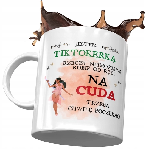 Kubek Dla Tiktokerki Na Cuda Trzeba Poczekać z Nadrukiem ze Zdjęciem