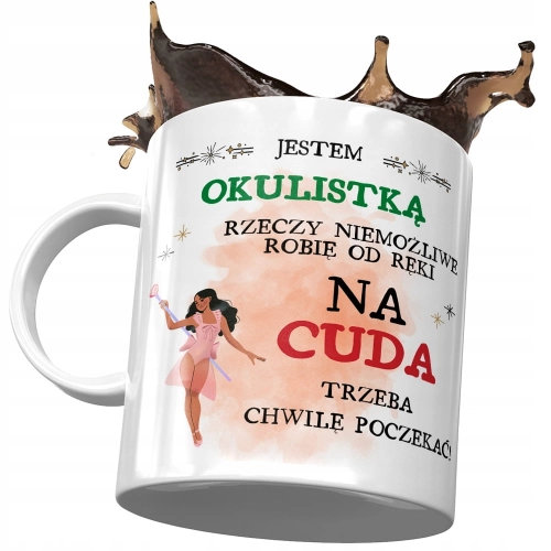 Kubek Dla Okulistki Na Cuda Trzeba Chwile Poczekać z Nadrukiem ze Zdjęciem