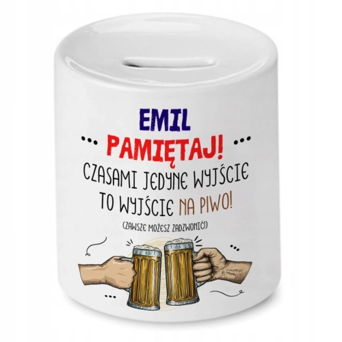 Skarbonka dla Emila na Urodziny na Prezent z Nadrukiem ze Zdjęciem